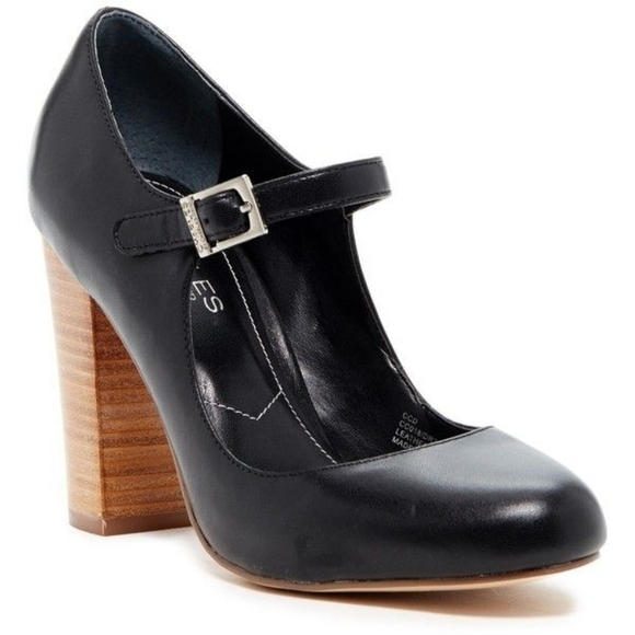 Charles DavidBlack Leather Mary Jane Heels